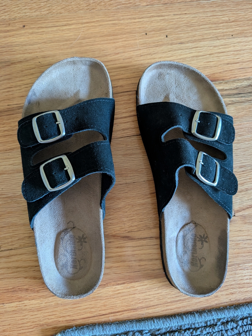 Northside Black Double-Buckle Slide Sandals